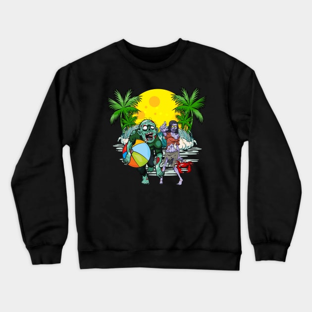 Zombie Beach Party Crewneck Sweatshirt by TheJollyMarten